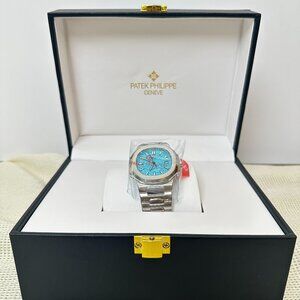 Patek Philippe & Tiffany Nautilus Stainless Steel Blue Dial Watch
